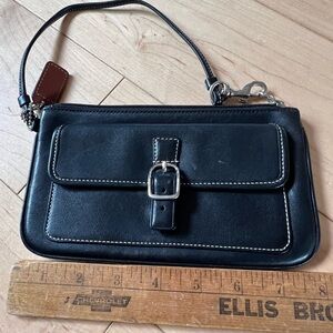Coach black leather wristlet